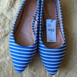 Lane Bryant Pointed Navy Striped Sailor Flats
